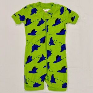 Hanna Andersson Stingray Romper Boys 3-6M Baby Print 2-Way Zip Shortie Sleeper